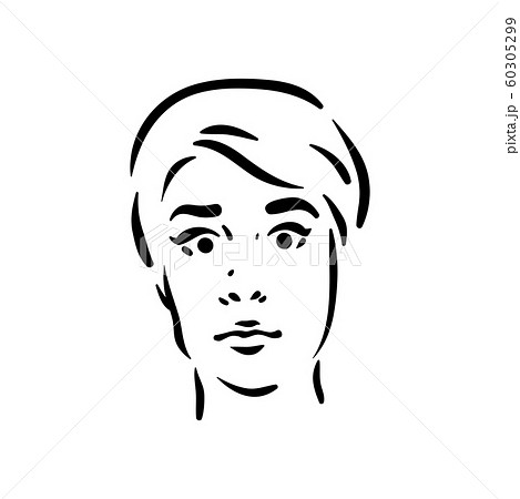 Fright scary girl face icon on white background 60305299