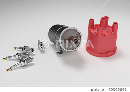 Igniter coil, Ignition and glowplug system. 3d rendering 60306041