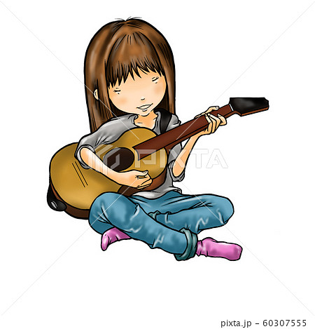 Little girl playing guitar - Stock Illustration [60307555] - PIXTA