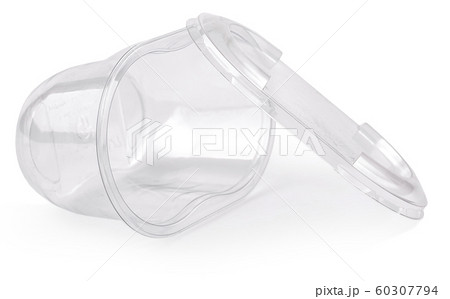 plastic transparent jar with a lid isolated 60307794