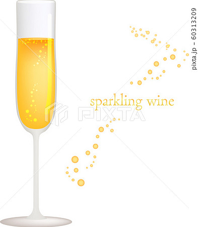 スパークリングワイン シャンパングラス フルートグラス ベクター イラスト ドリンク お酒のイラスト素材