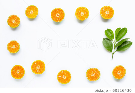 Frame made of fresh orange on white 60316430