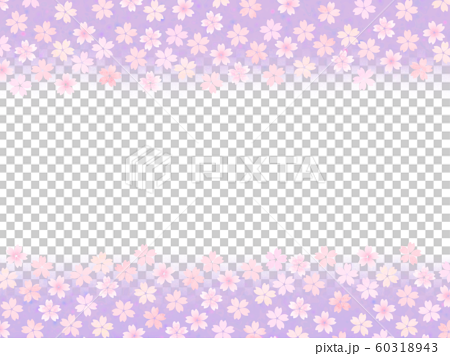 ピンクの桜柄フレーム 高貴な紫のグラデーション背景のイラスト素材