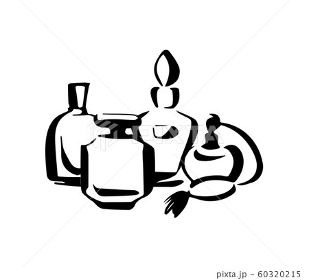 Perfume Fragrance Bottle Sketch On White のイラスト素材