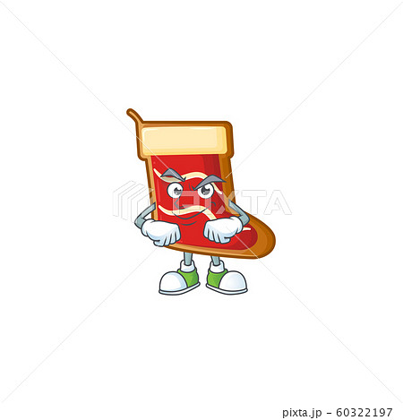 Santa shoes cookies mascot cartoon style with Smirking face 60322197