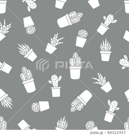 Vector seamless pattern with cactus and succulents 60322457