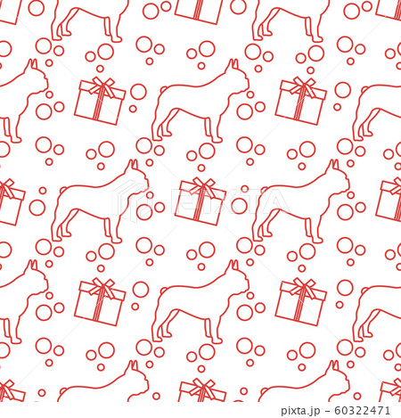 Vector seamless pattern Dog Gift Pet New Year Xmas Vector seamless pattern Dog Gift Pet New Year Xmas 60322471