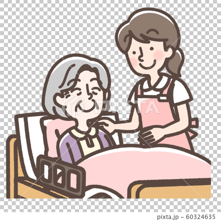 介護　エプロン　おばあさん 60324635
