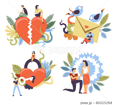 Relationship stages from courtship to break up and marriage proposal 60325268