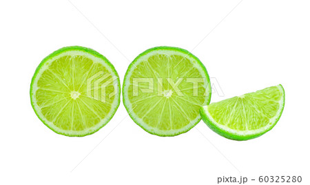 Lemon slices on white background 60325280