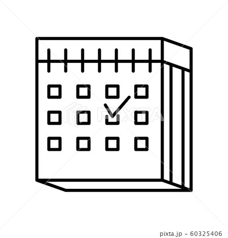 Calendar with checked day for scheduled event date icon Calendar with checked day for scheduled event date icon 60325406