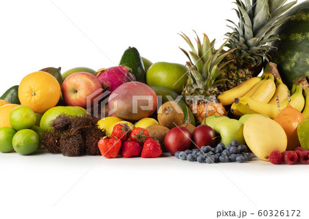 Fresh fruits pile on white 60326172