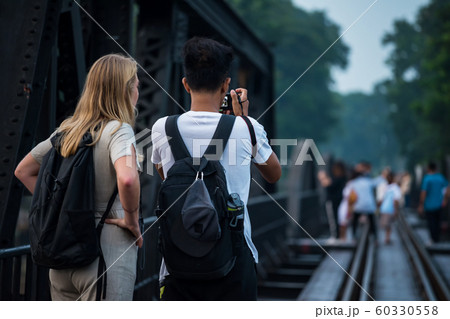 Foreign tourist at Kwai railway bridge, 60330558