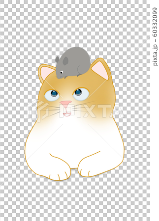 年賀状素材　仲良し　猫とネズミ 60332099