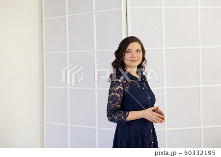 Beautiful fashionable asian woman in blue dress 60332195