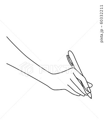 ボールペンを持つ女性の手元のイラスト素材