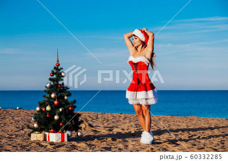 new year Christmas tree Beach Resort Sea girl 60332285
