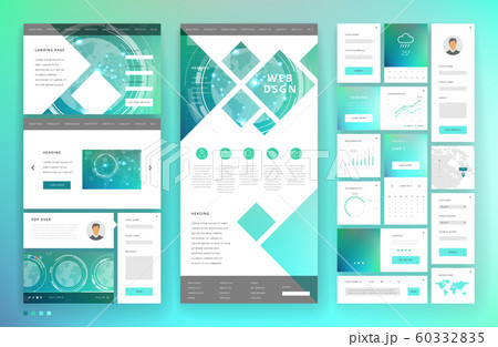 Website template design with interface elements Website template design with interface elements 60332835