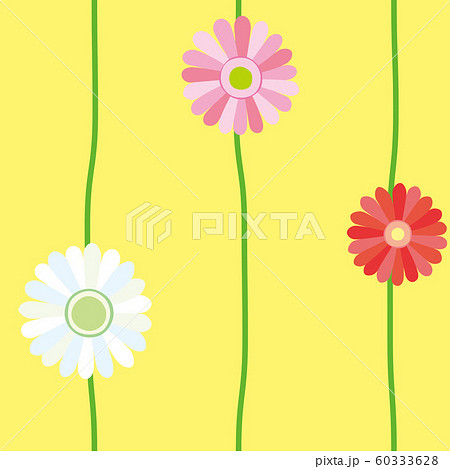 パターン 花柄 ガーベラ 黄 イエロー 60333628