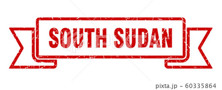 South Sudan ribbon. Red South Sudan grunge band South Sudan ribbon. Red South Sudan grunge band 60335864