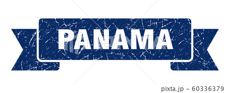 Panama ribbon. Blue Panama grunge band sign Panama ribbon. Blue Panama grunge band sign 60336379