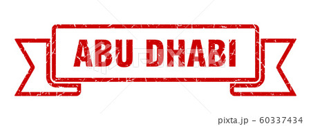 Abu Dhabi ribbon. Red Abu Dhabi grunge band sign 60337434
