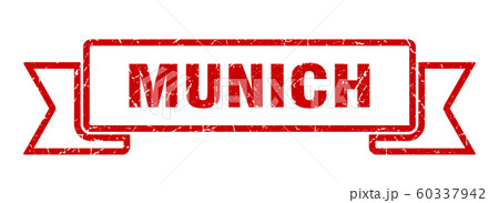 Munich ribbon. Red Munich grunge band sign 60337942