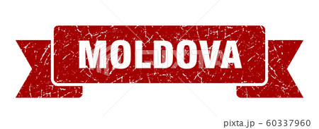 Moldova ribbon. Red Moldova grunge band sign 60337960