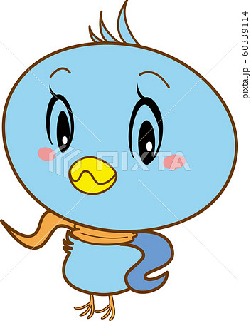 青い鳥 キャラクター レトロ オレンジ スカーフ ２頭身 動物のイラスト素材 60339114 Pixta