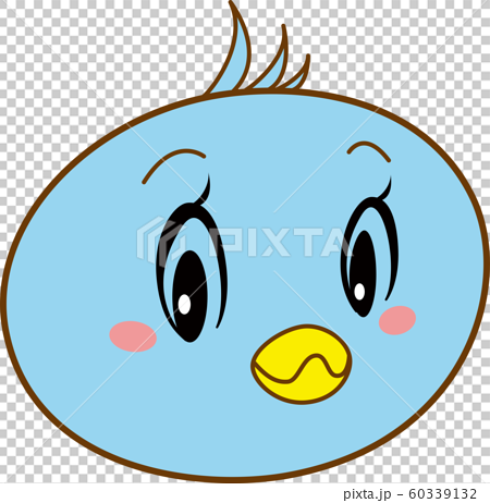 青い鳥 キャラクター レトロ オレンジ スカーフ 顔 動物のイラスト素材