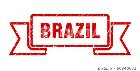Brazil ribbon. Red Brazil grunge band sign 60340672