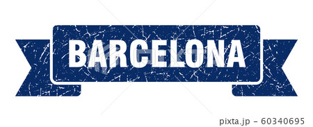 Barcelona ribbon. Blue Barcelona grunge band sign Barcelona ribbon. Blue Barcelona grunge band sign 60340695