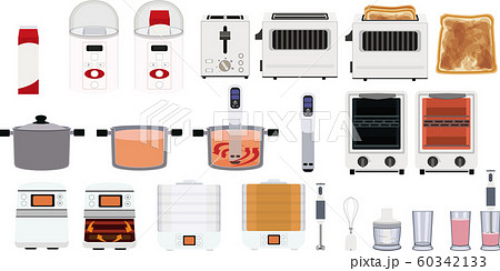 家電 低温調理機 トースター ノンフライヤー ハンドブレンダー アイコン イラスト 素材 ベクターのイラスト素材
