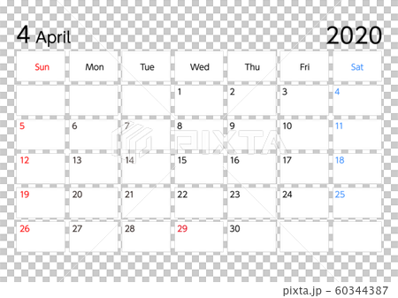 April 2020 calendar Sun starts A4 ratio landscape April 2020 calendar Sun starts A4 ratio landscape 60344387