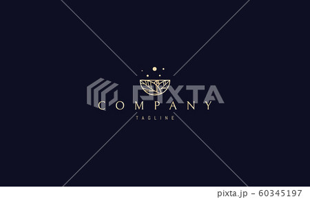 Vector golden logo on which an abstract image of leaves in the form of a bowl. 60345197