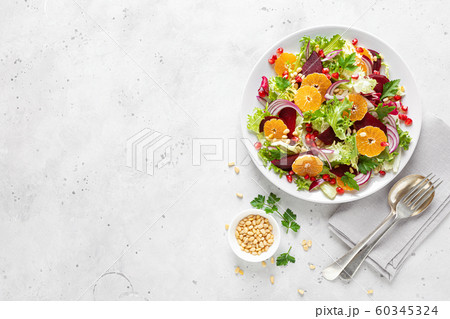 Christmas salad with boiled beet, red onion, 60345324