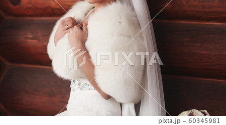 rich bride in fur coat. rich bride in fur coat. 60345981