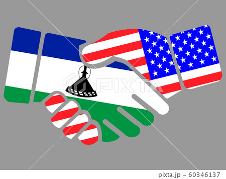Lesotho and USA flags Handshake vector 60346137