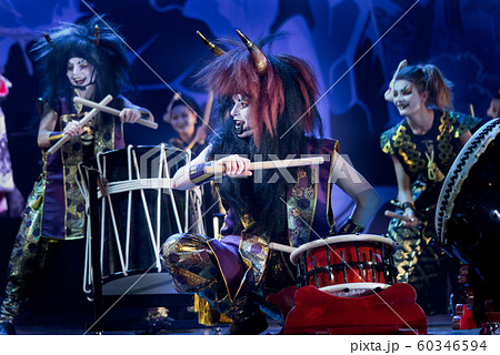 Traditional Japanese performance. Taiko drummers Traditional Japanese performance. Taiko drummers 60346594