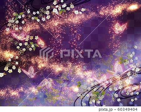 和風 蝶々 キラキラ 背景 紫のイラスト素材