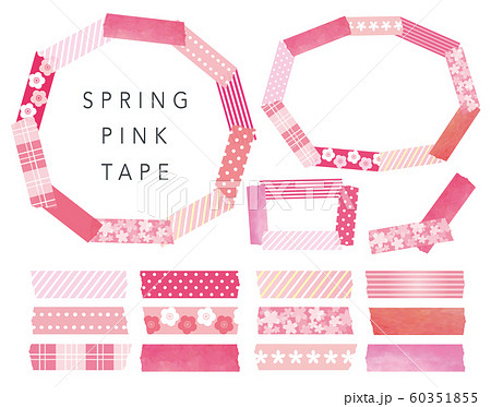 春のピンク色のマスキングテープのイラスト素材