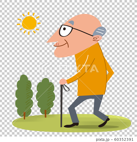 Voor type Matig Onderzoek Old man walking well - Stock Illustration [60352391] - PIXTA