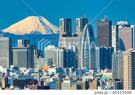 富士山と新宿のビル群　東京都文京区 60355099