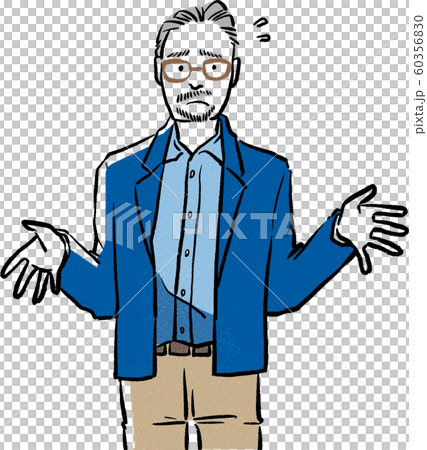 困った おじさん シンプル イラスト 手描き 60356830
