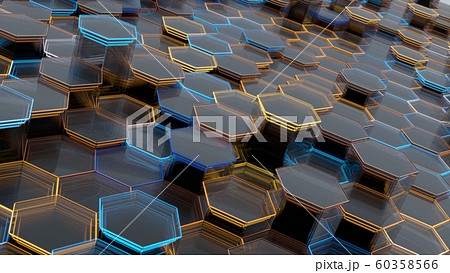 Abstract Glass Background of Hexagons. 3D illustration Abstract Glass Background of Hexagons. 3D illustration 60358566
