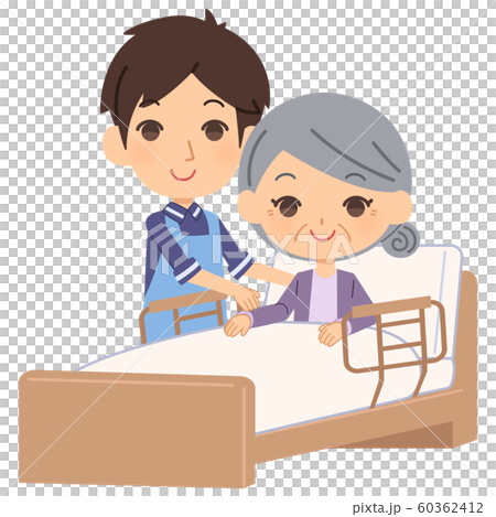 護理床男性高級婦女 60362412