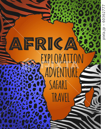 Africa, continent silhouette, animal print fill. 60362777