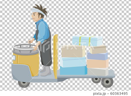 ターレを運転して荷物を運ぶ男性。ターレットトラックにのる男性。 ターレを運転して荷物を運ぶ男性。ターレットトラックにのる男性。 60363495
