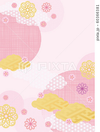 背景素材-桃の花柄2 60366381