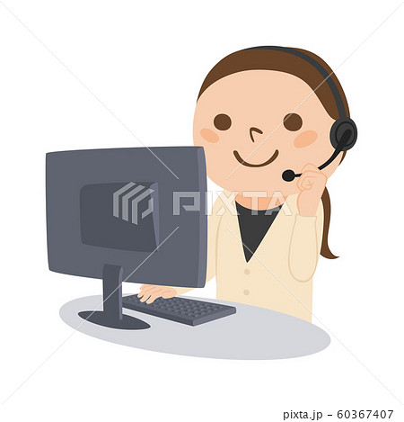 職業のイラスト 女性の電話オペレーター ヘッドセットを付けて仕事をしている女性 のイラスト素材 職業のイラスト 女性の電話オペレーター ヘッドセットを付けて仕事をしている女性 のイラスト素材